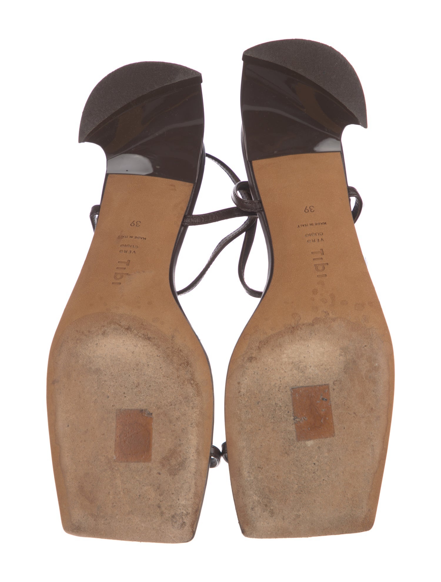 Tibi Leather T-Strap Sandals
